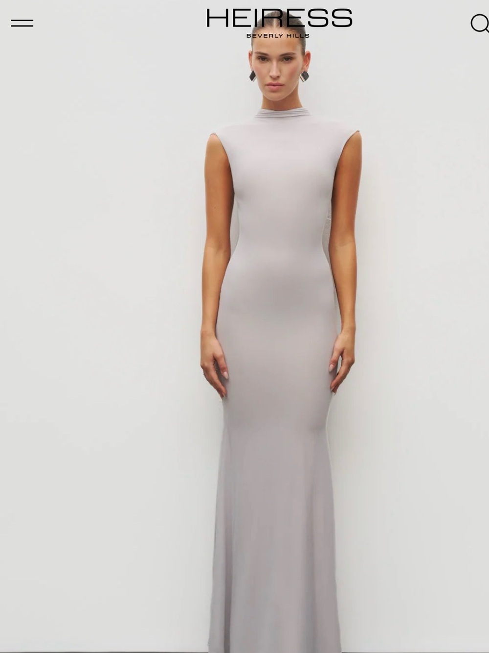 Sleek contour Maxi Dress in Light Gray